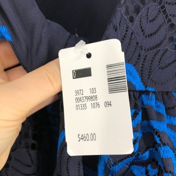 Alice + Olivia NWT Black Blue Nelly rose print mini dress open back size 0 - Picture 6 of 16